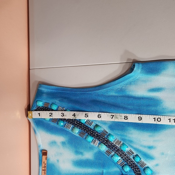$5☃️Belldini Boho Turquoise, White, Gray Tie Dye Small Sleeveless Tunic - Picture 8 of 12